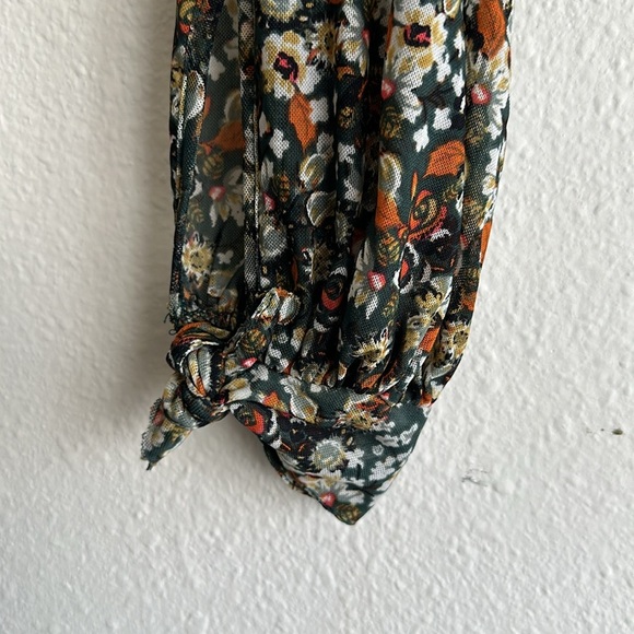 Free People Green All Dolled Up Floral Cropped Long Sleeve Blouse Sz. S - Picture 7 of 12